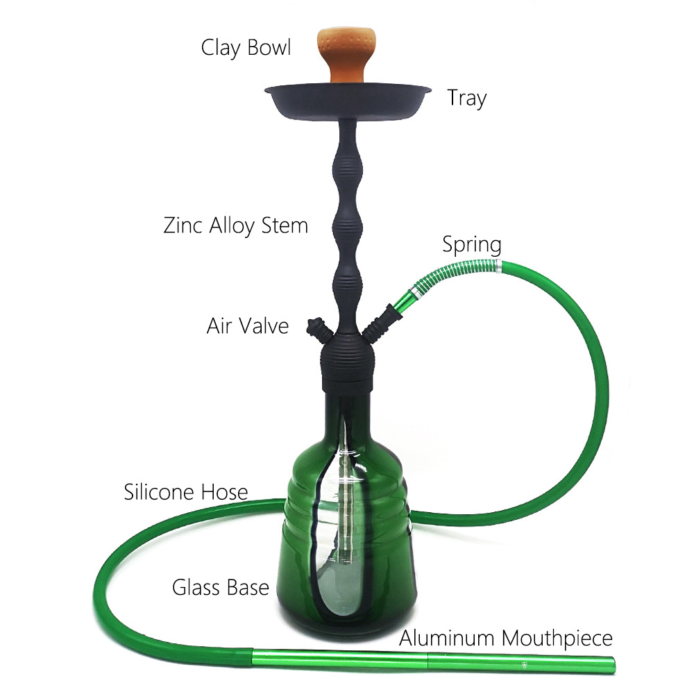 LOMINT 65cm Black Green Zinc alloy Large Hookah Shisha Chicha Narguile Glass Smoking Water Pipe SH-819