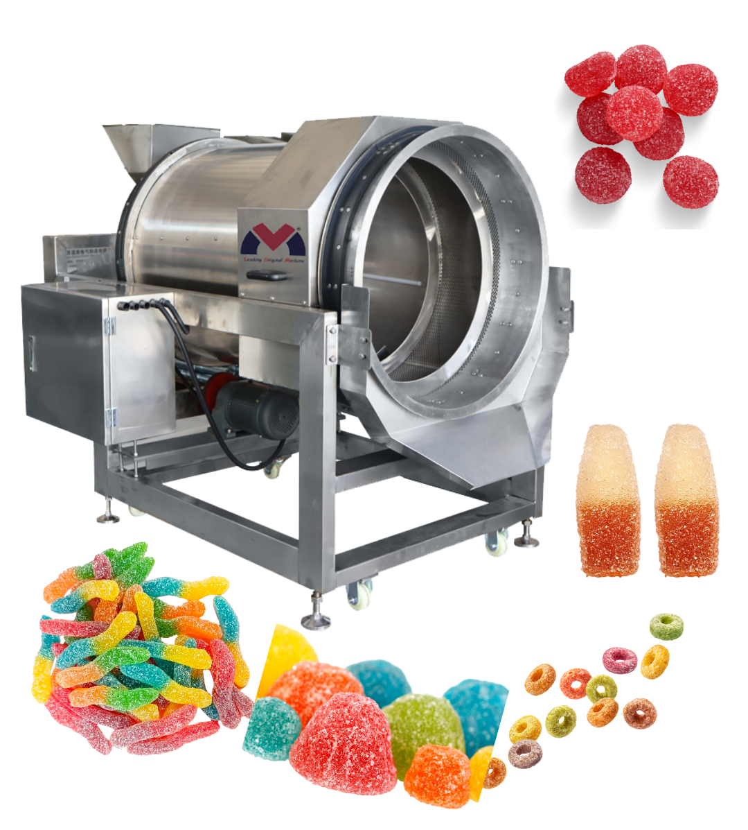 Food Hygiene Grade Sugar Sanding Coater Stainless Steel Soft Sugar Wrapping Machine for Gummy Candy Production Line