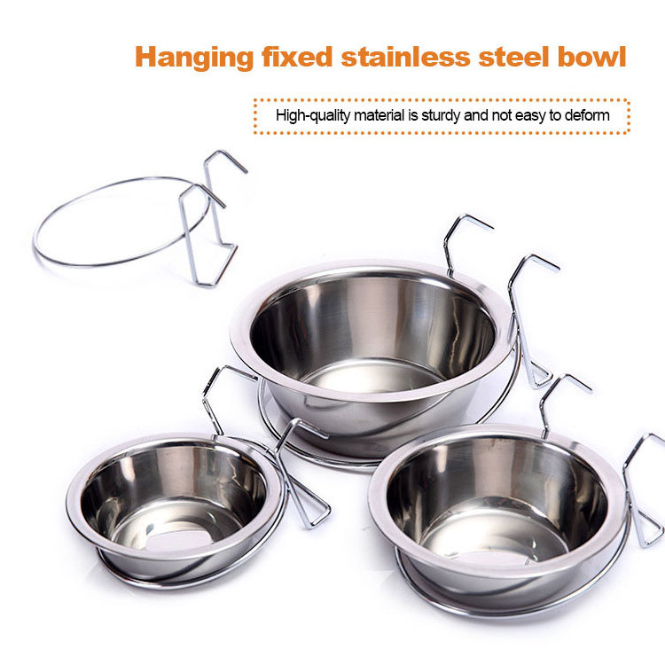 Pet Products Stainless Steel Hanging Pet Dog Bowls bird bowl food feeder for cage