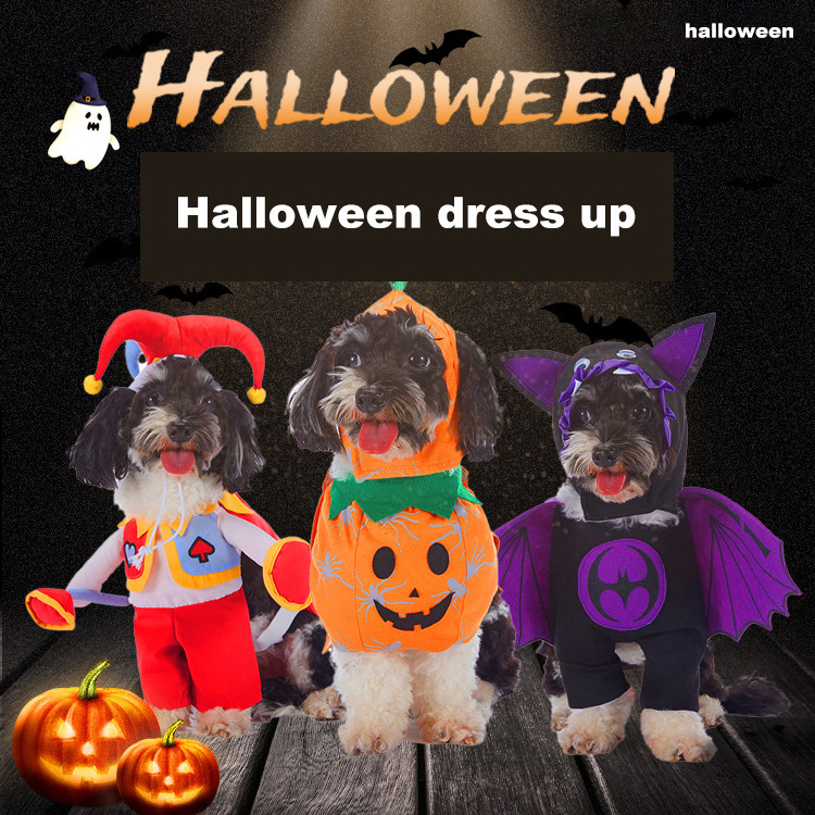 Halloween Christmas Pet Clothes Bat Pumpkin Funny Dress Up Cartoon Dog Clothes dog Costumes