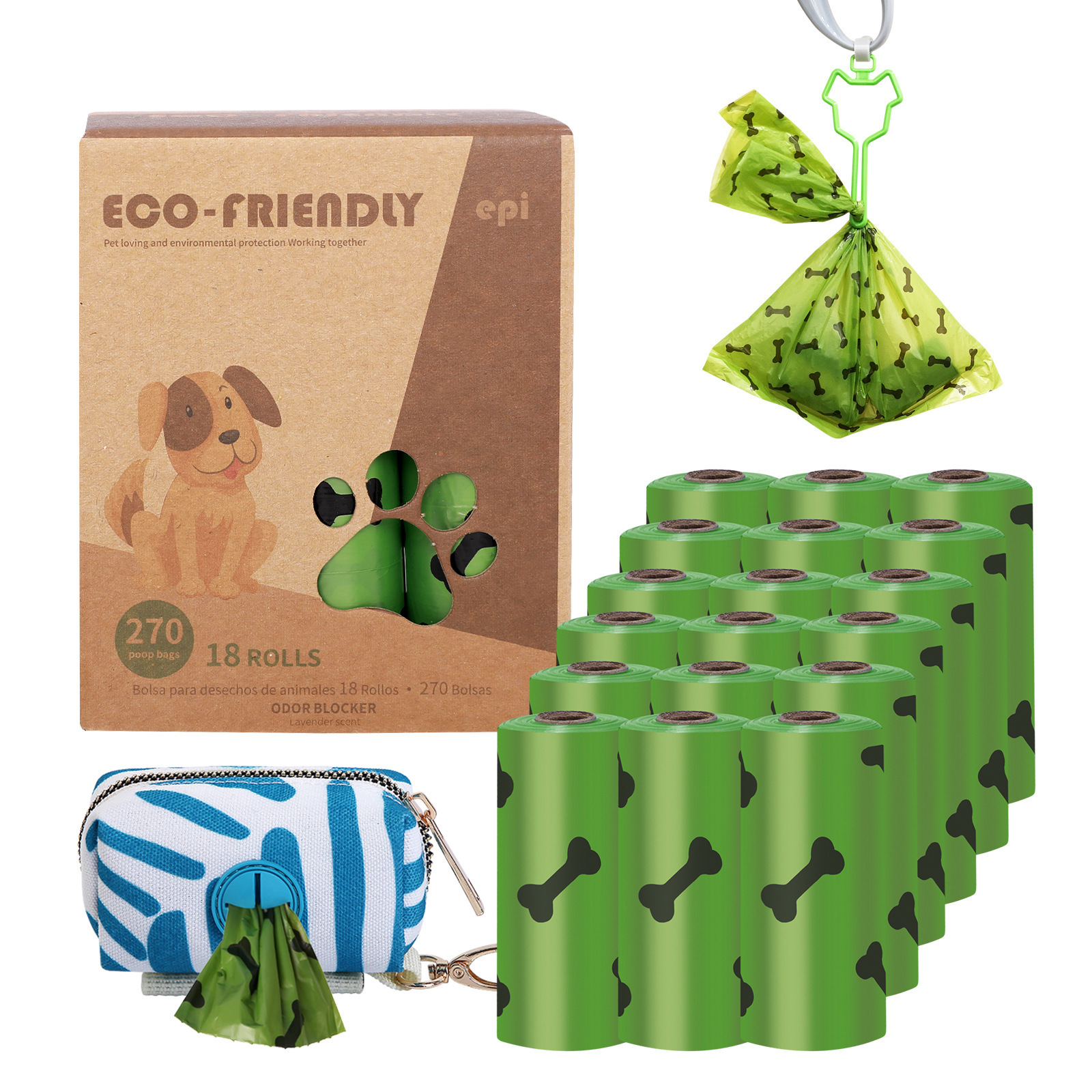 low price HDPE EPI biodegradable dog diapers poop bag regular pet dog poop bag pet poop bag