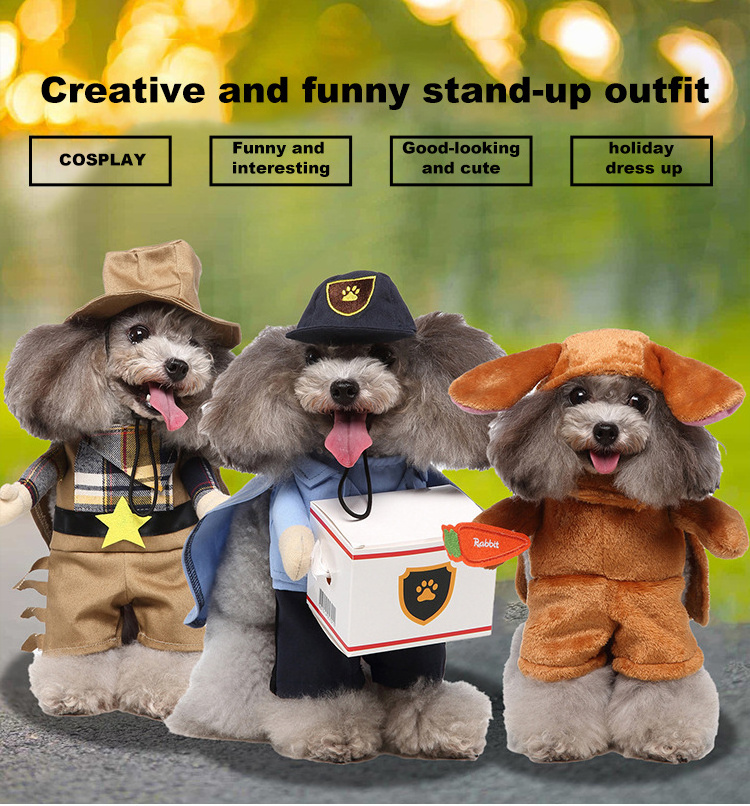 Customized Halloween Cosplay Small Dog Funny Upright Puppy Christmas Dress Up Pet dog costume