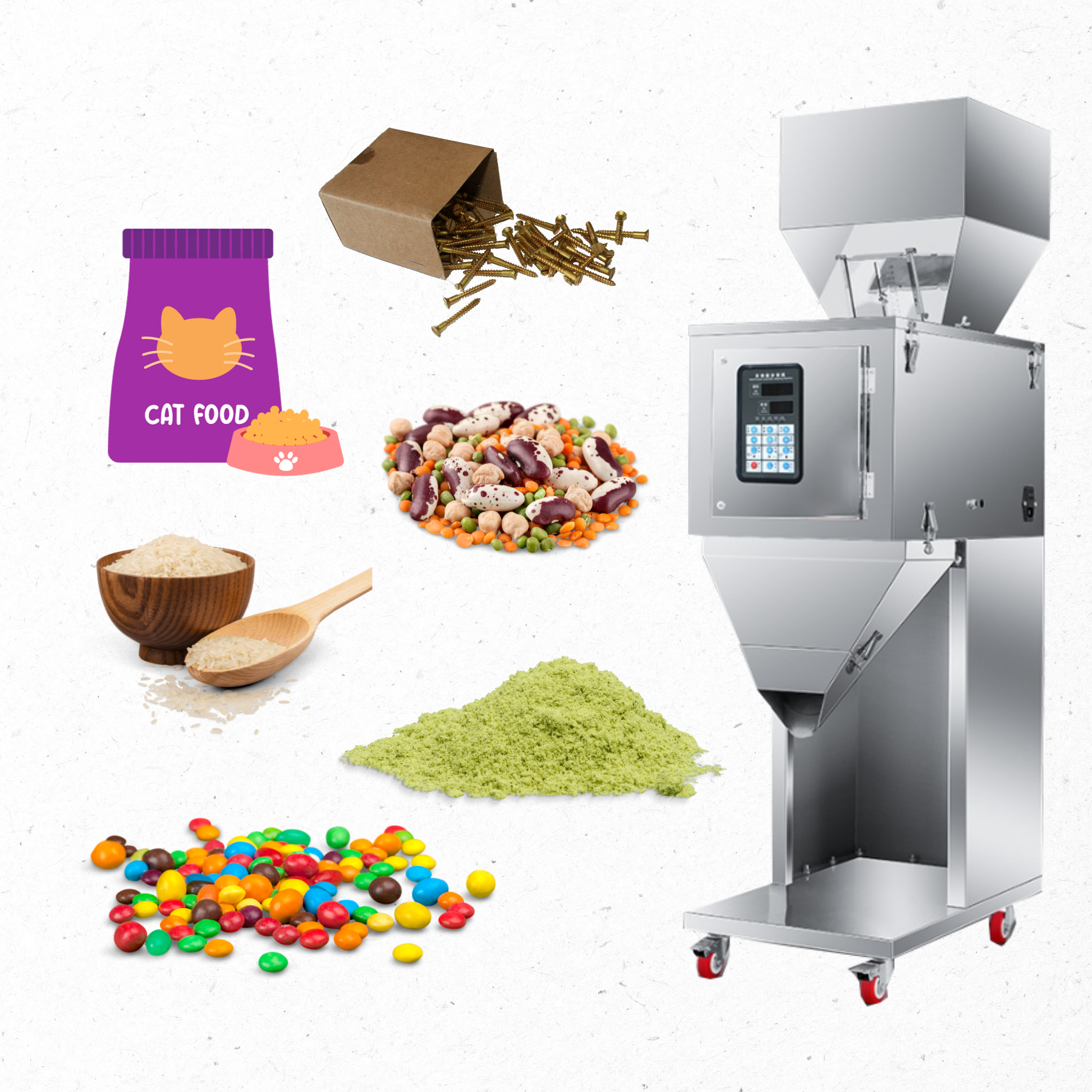 Semi Automatic Powder Granules Rice Coffee Beans Grain Peanut Seeds Nuts Maize Sesame Weighing Filling Machine Dispenser