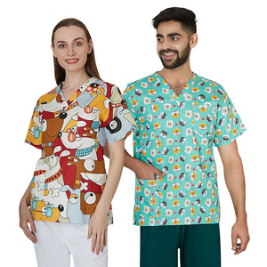 Medical uniform set women cotton scrub top for women stock logo canada fabric mens scrubs fabric for custom medical uniform