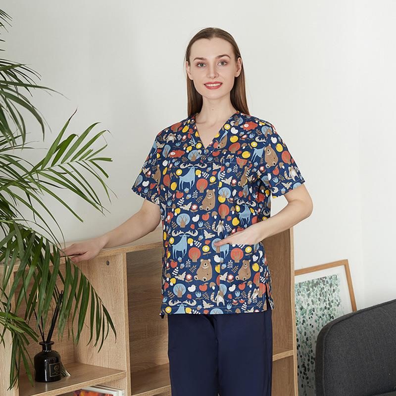 Medical uniform set women cotton scrub top for women stock logo canada fabric mens scrubs fabric for custom medical uniform