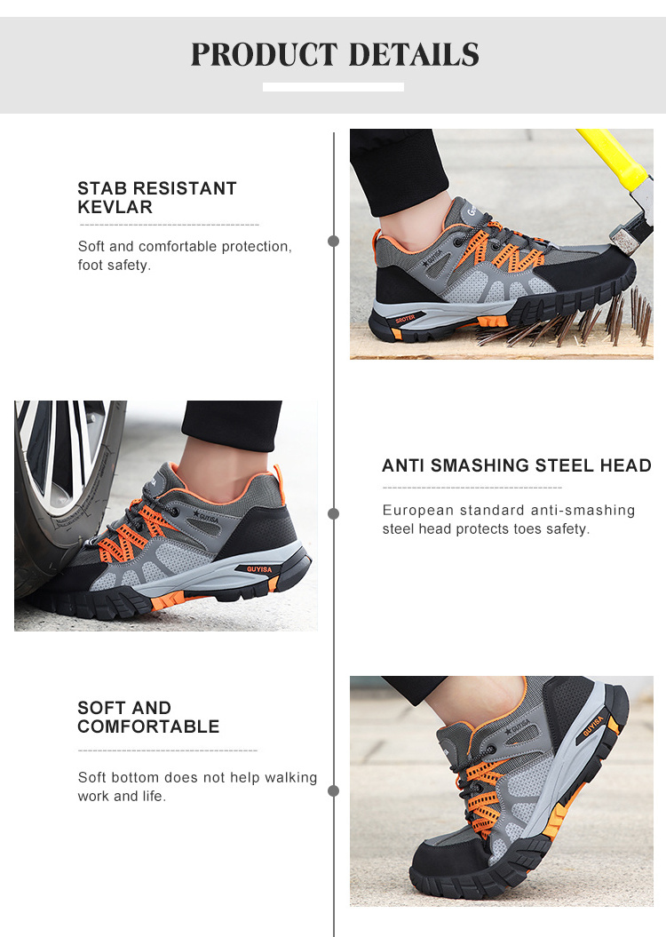 Men's Fashion Lightweight Waterproof Mountaineering Sports Safety Shoes Anti-smashing Anti-puncture Industrial Safety Shoes