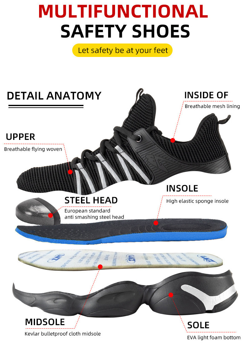 High Quality Cheap Work Sneakers Industrial Steel Toe Anti Puncture for Men Women Safety Shoes