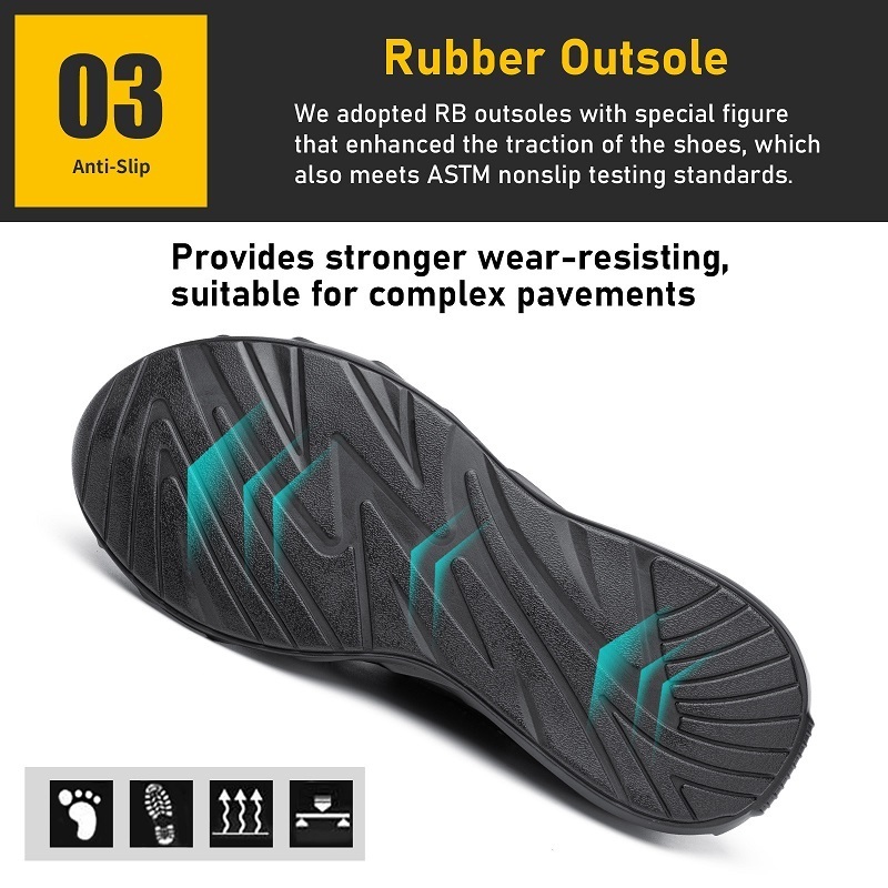 High Quality Piercing Rubber Wear-Resistant Breathable Steel Toe Safety Shoes Boots Men Working