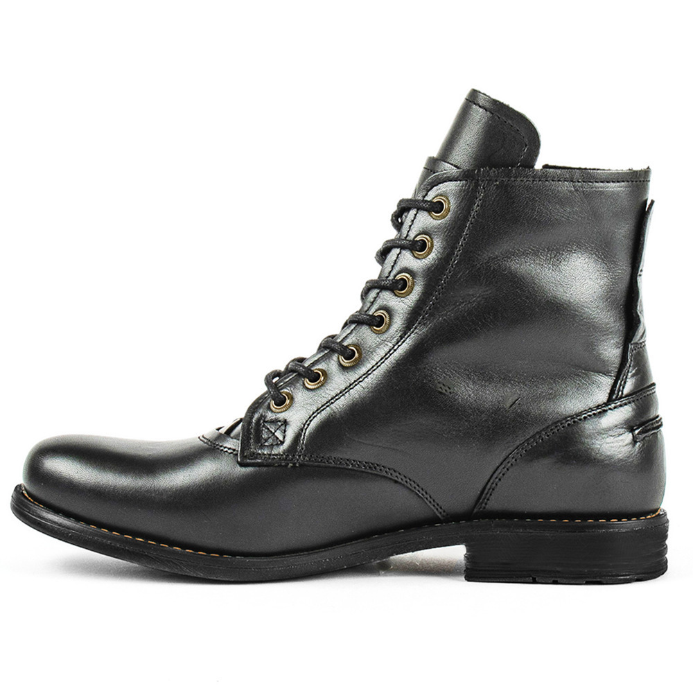 Fashion Height Increasing Men's PU Leather Shoe Resistant Motorcycle Boot Dress Shoes Men Ankle Boots