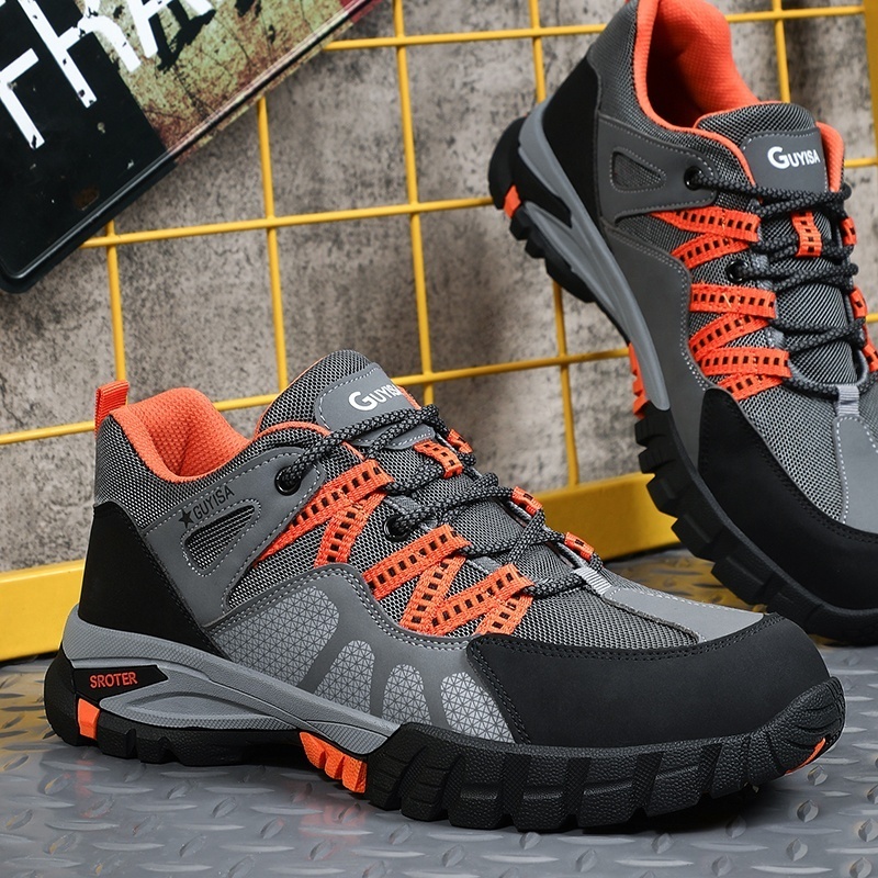 Men's Fashion Lightweight Waterproof Mountaineering Sports Safety Shoes Anti-smashing Anti-puncture Industrial Safety Shoes