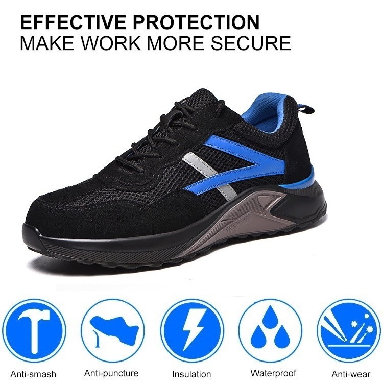 Customized Wholesale Breathable Work Iron Steel Toe Lightweight Soft Safety Shoes For Men