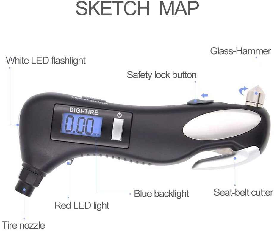 Hot Selling Car 150 PSI Tire Gauge Digital Tire Pressure Monitoring