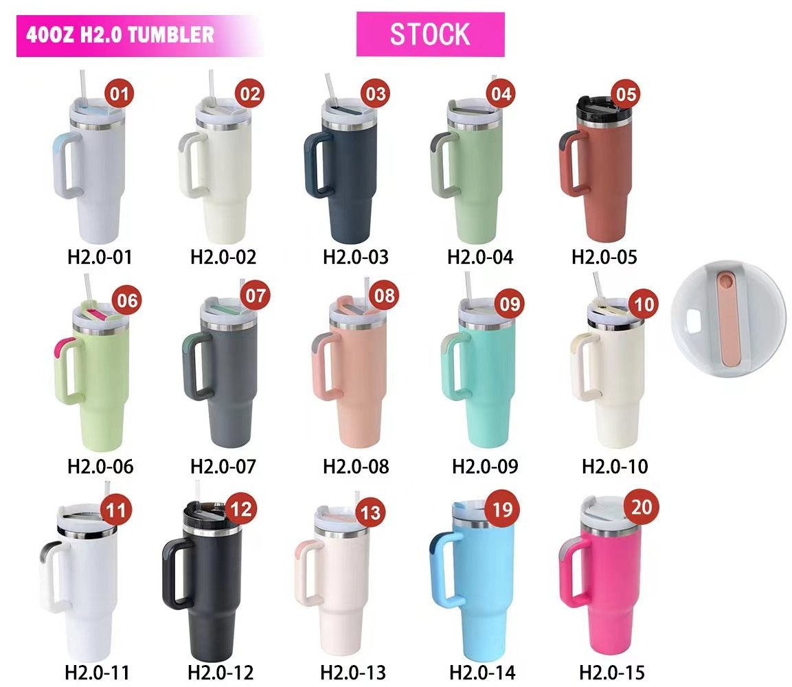 2023 custom vacuum insulated stainless steel 40 oz tumbler cup with handle and straw adventure quencher travel 40oz Car mug