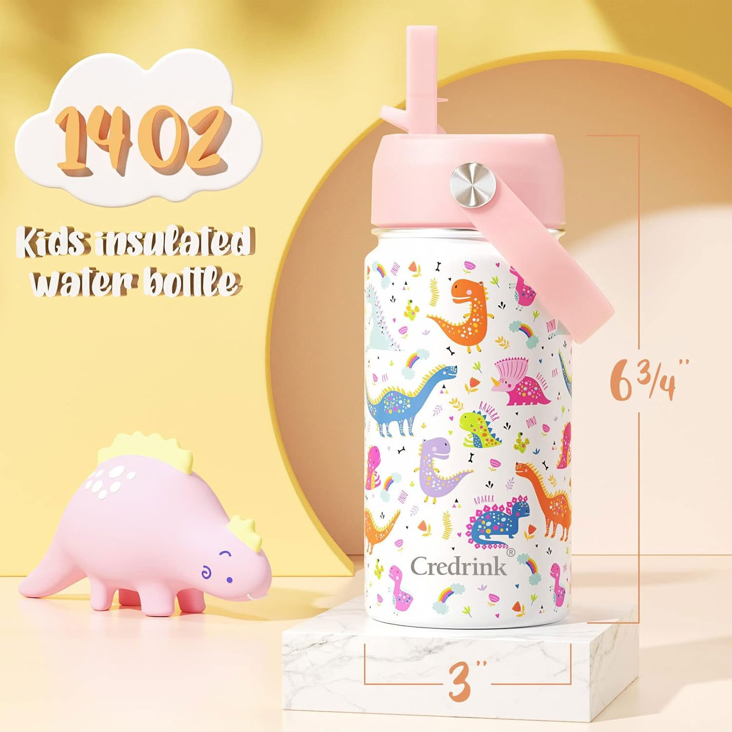 580ml Custom Printed Children Girls and boys Vacuum Flask Double Wall Stainless Steel Kids Water Bottle