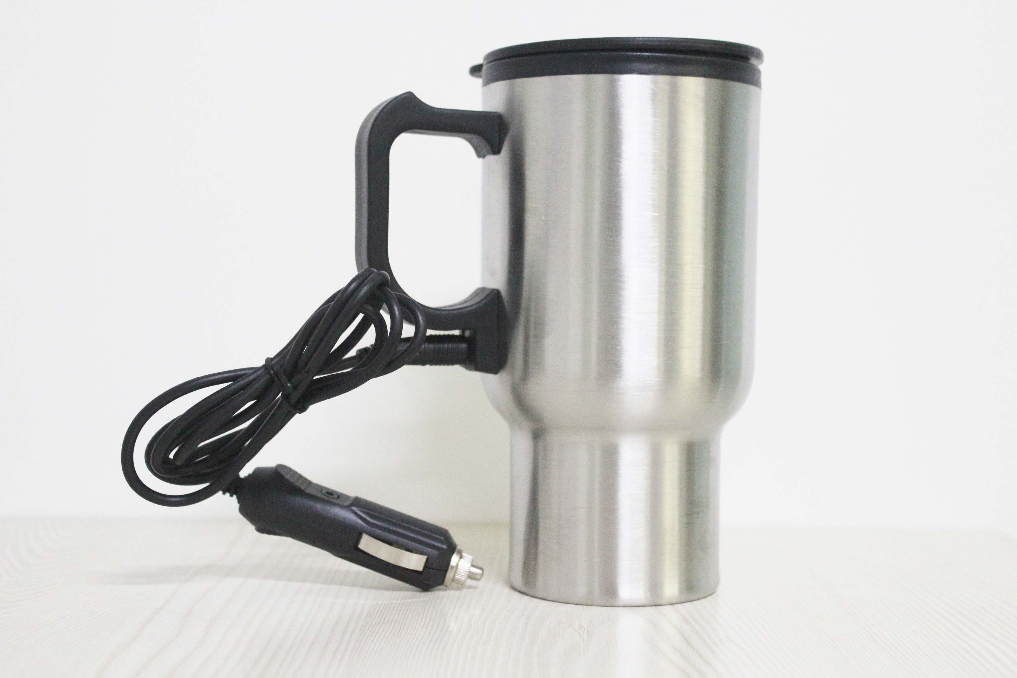 450ml 12v Stainless Steel Travel mug Plug in car cup,12V Car Stainless Heating Cup