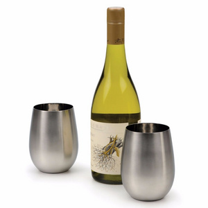 Low Moq Wine Tumblers Unbreakable 18oz Stemless Wine Glass Stainless Steel Goblets