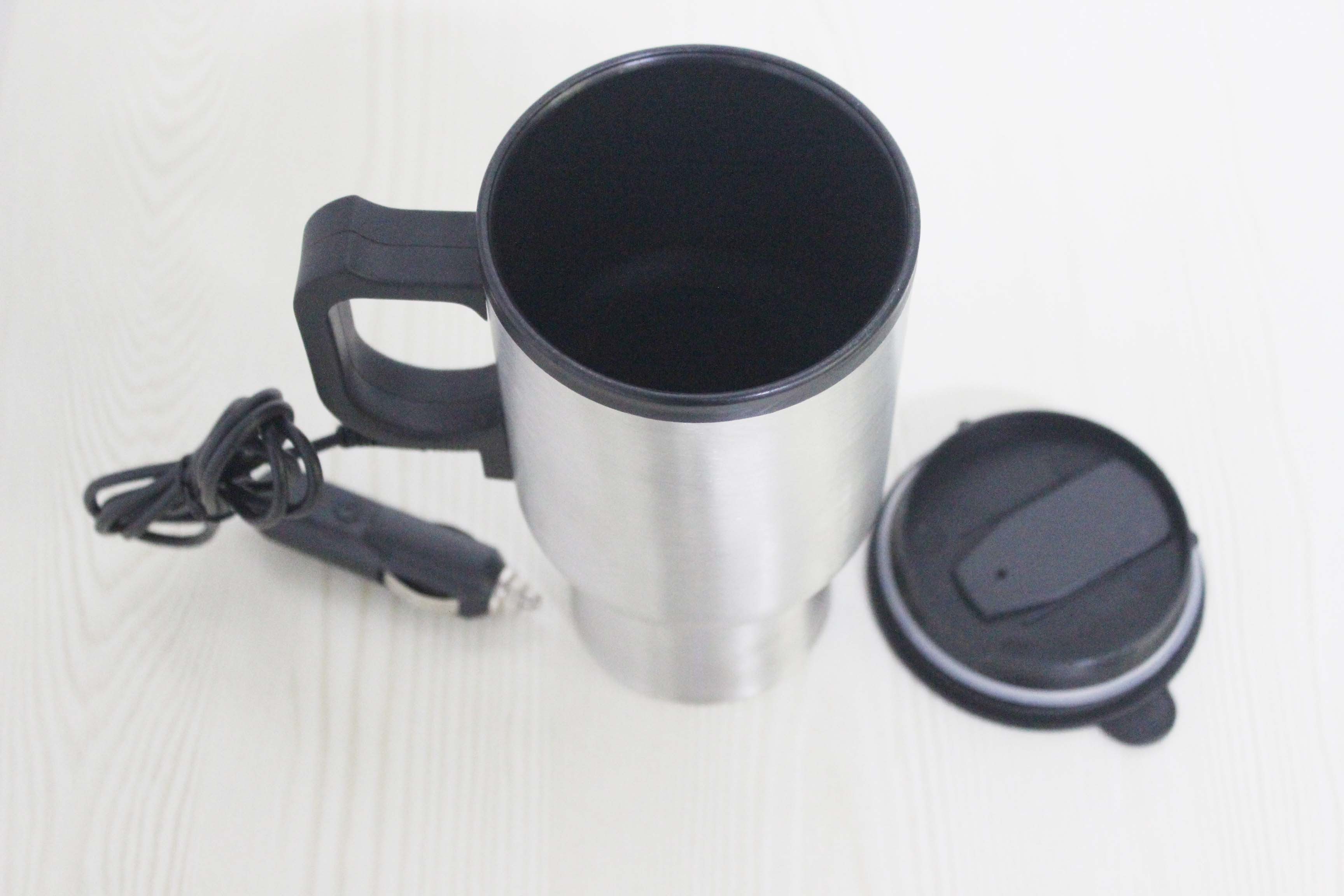 450ml 12v Stainless Steel Travel mug Plug in car cup,12V Car Stainless Heating Cup