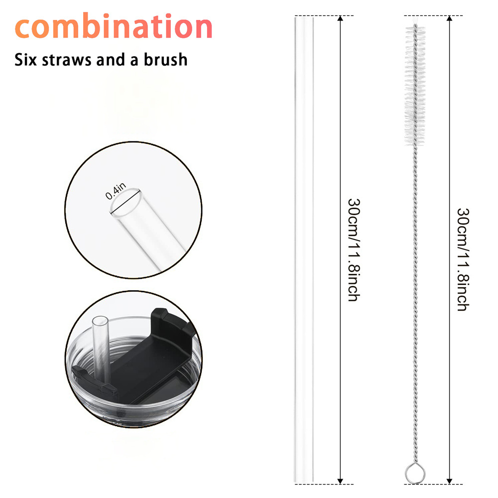 Replacement Straws for Travel Tumbler Reusable Straws Plastic Straws with Cleaning Brush Compatible with Cup Water Jug