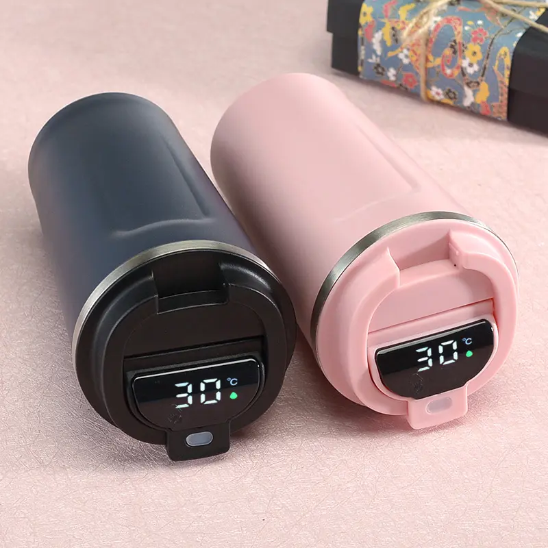 2024 New Double Wall Stainless Steel Vacuum Smart temperature controlled Coffee Mug Cups with temperature display Led Lid