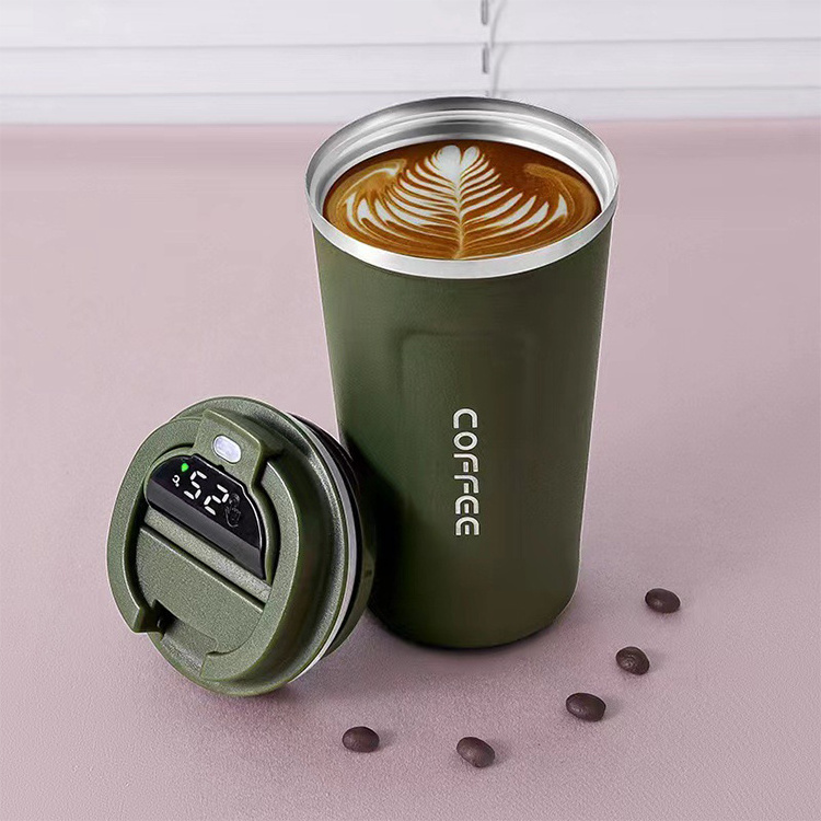 2023 New Double Wall Stainless Steel Vacuum Smart temperature controlled Coffee Mug Cups with temperature display Led Lid