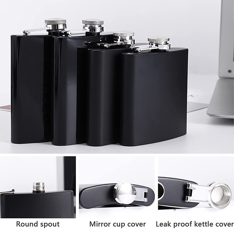 Custom Portable Leakproof Hip Flask Alcohol Liquor Wine Premium Stainless Steel Metal Hip Flask