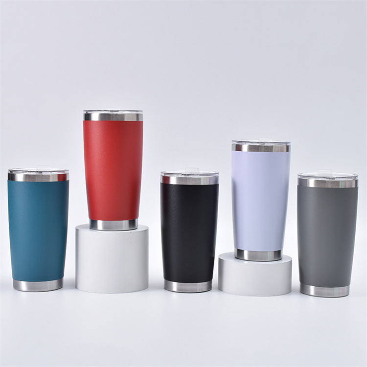 Wholesale 20OZ Tumbler Stainless Steel Powder Coat Wine Glasses Insulated Tea Cup Coffee Travel Mugs 20 OZ Tumbler