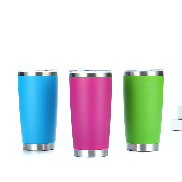 Wholesale 20OZ Tumbler Stainless Steel Powder Coat Wine Glasses Insulated Tea Cup Coffee Travel Mugs 20 OZ Tumbler