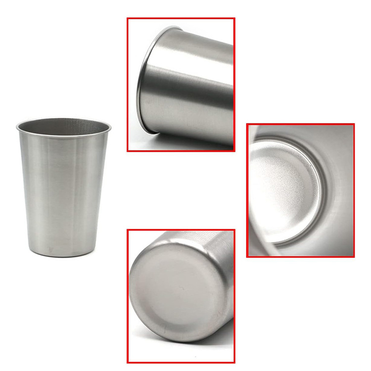 Metal Drinking Glasses Picnic Cups Minimalist Camping Cup Single Wall Stainless Steel Stackable Beer Mug Pint Drinking Cup