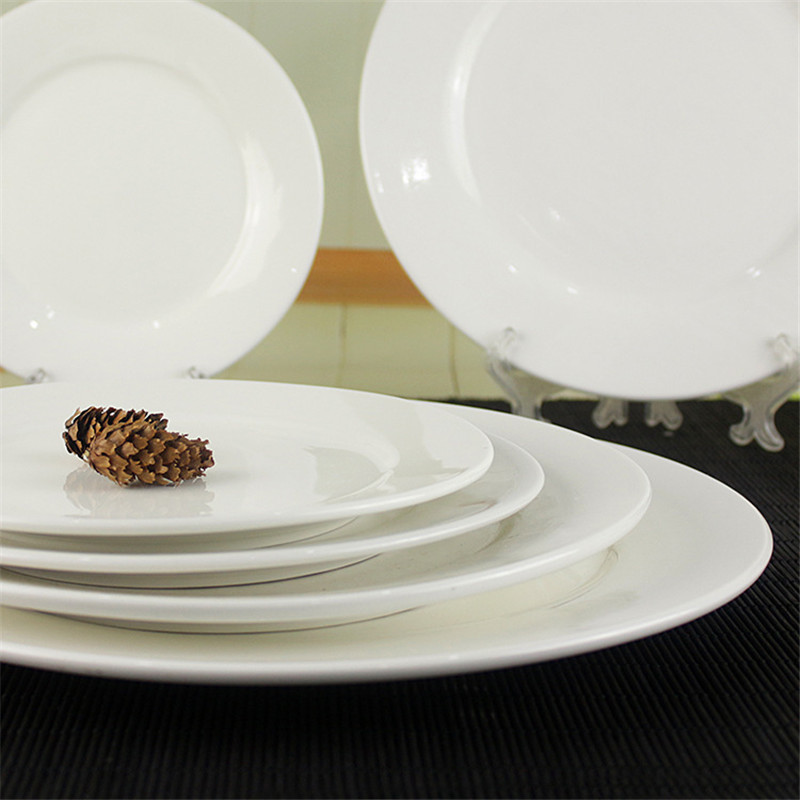 Hot sale Customized Cheap bulk White Porcelain Shallow dinner plates/Ceramic salad plate