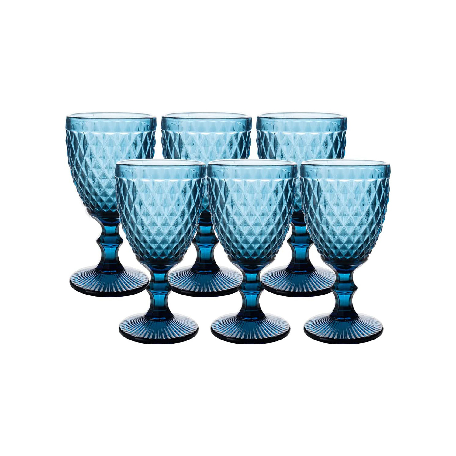 Wholesale Drinking Wedding Party Goblet Vintage Glassware 350Ml Blue Glass Water Goblet