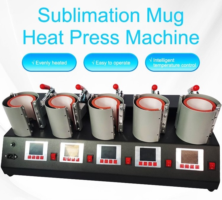 High Efficiency Sublimation Coffee Cup Mug Press Heat Transfer Printing Machine 5 In 1