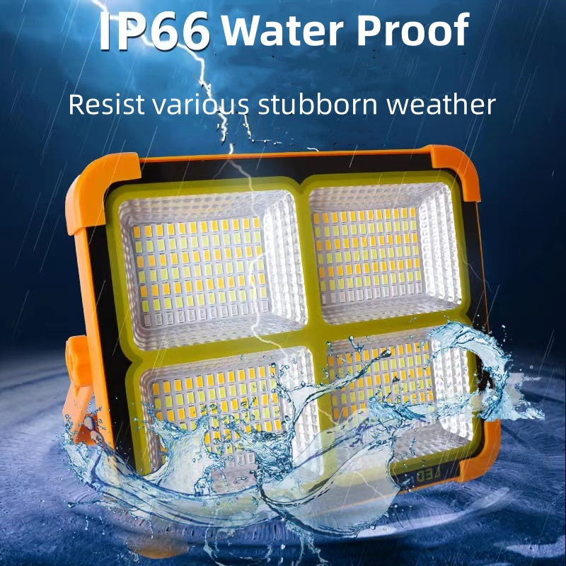 Solar LED Flood Light Outdoor Courtyard Emergency Portable Camping Light Construction Site Waterproof Portable Working Lights