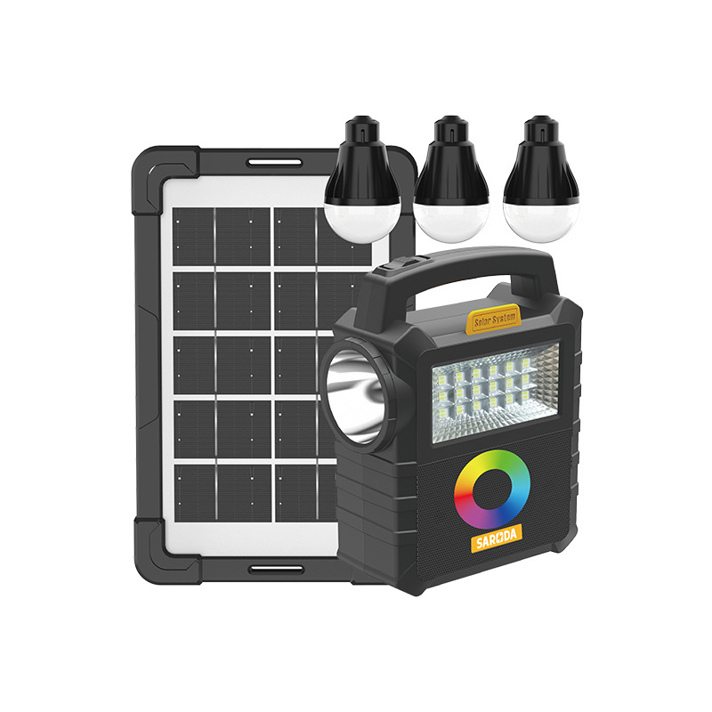 Multi- function portable led SARODA residential solar power system price with FM/USB solar power kit for camping home