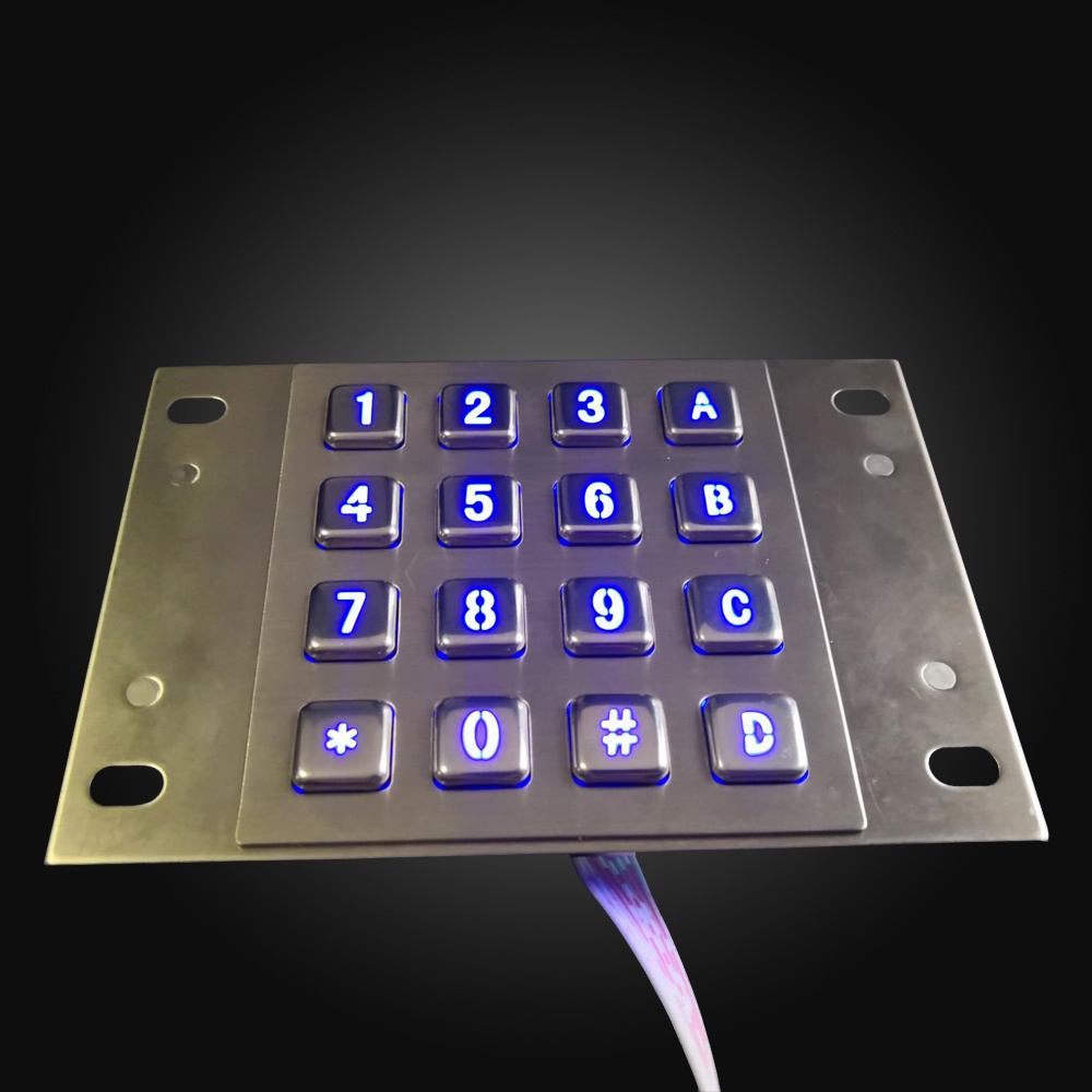 16 key metal membrane usb switch keypad 4x4 waterproof industrial numeric mechanical backlight keypad