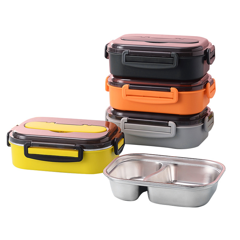 2020 SS 304 Stainless Steel Lunch Box Bento 3 Compartment storage supplies box