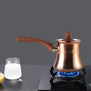 Factory Direct Supplier arab coffee pot with 2022 New Design Wood Grain Bakelite Handle turkish coffee pot white