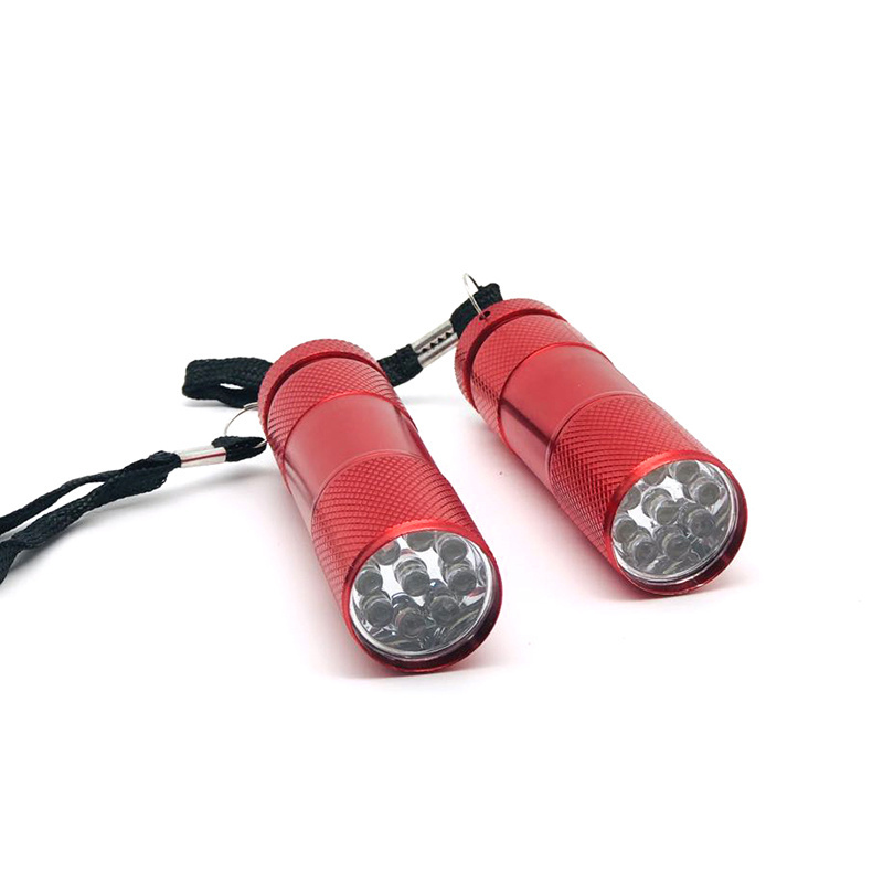 Mini LED Flashlight Aluminum 9 LED Bulbs Super Bright Keychain Torch Pocket Flashlights