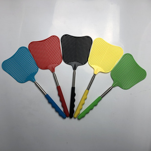 Hot Sale Promotional Plastic Telescopic Fly Swatter, Manual Heavy Duty Plastic Flyswatter with Extendable Stainless Steel Pole