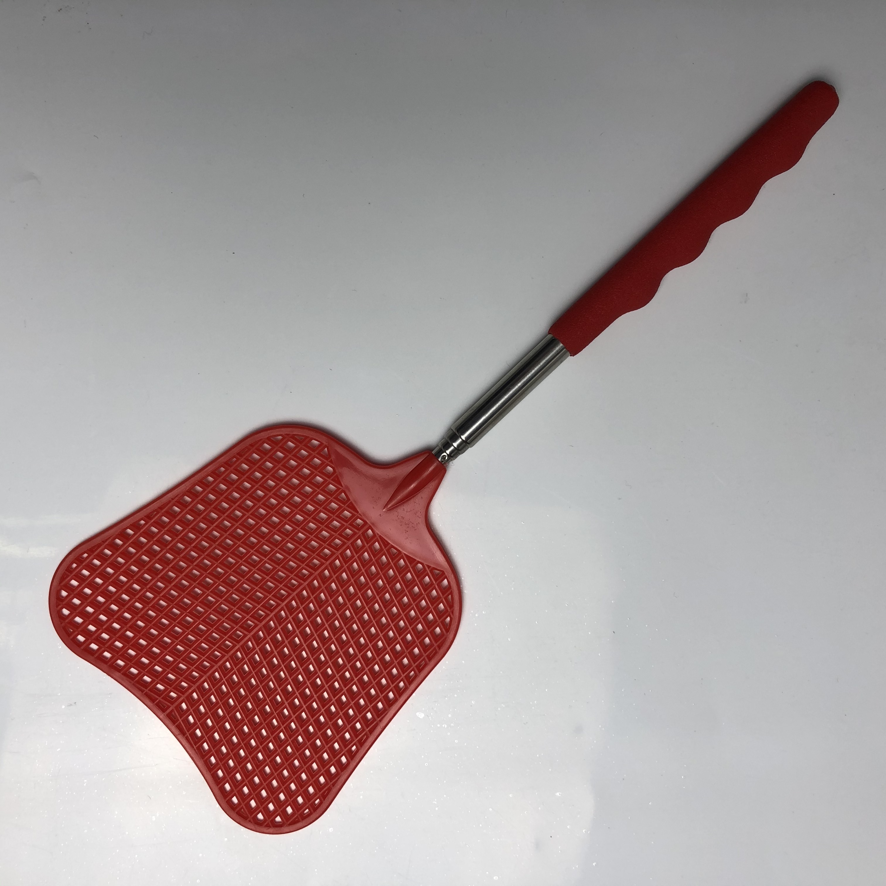 Hot Sale Promotional Plastic Telescopic Fly Swatter, Manual Heavy Duty Plastic Flyswatter with Extendable Stainless Steel Pole