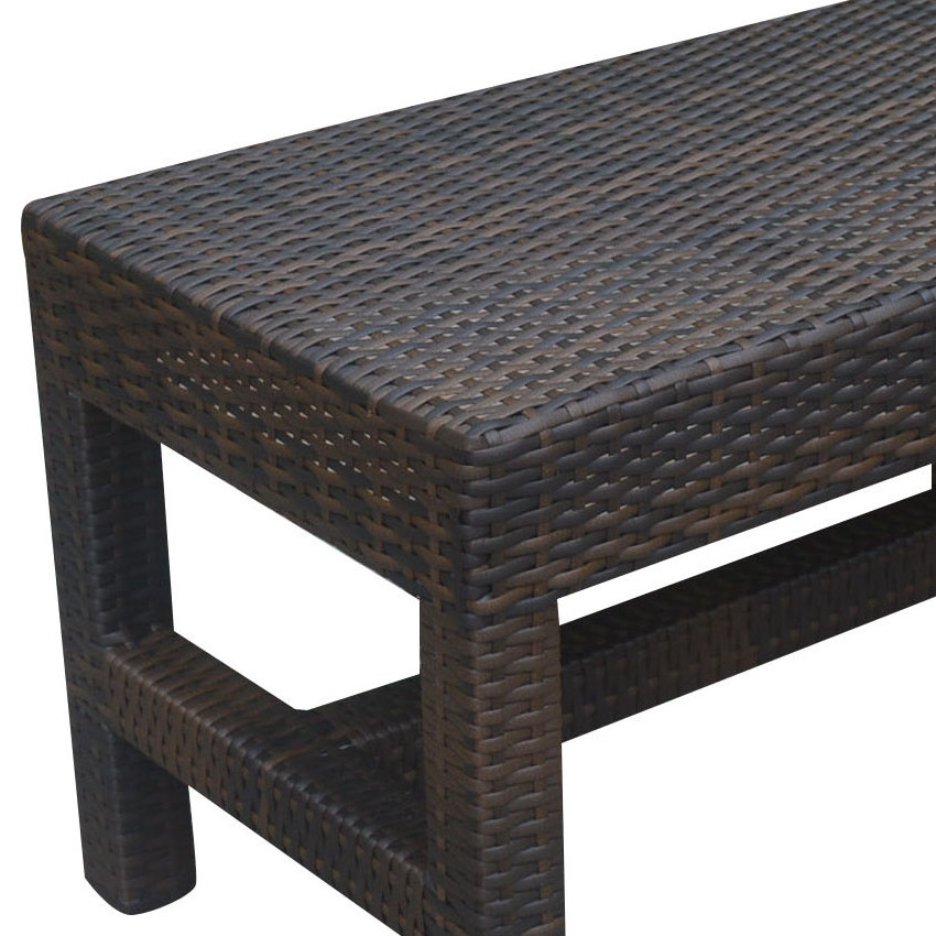 Modern Simple Outdoor Aluminum Long Bench Chair Black PE Rattan Weaving Bench Bed Stool Dining Room Living Room Bench Indoor