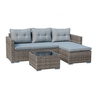 Aluminum Outdoor Garden Wicker Rattan Furniture Couch Sofa Set Rope Furniture Set L Shaped Chair Sectional Sofas