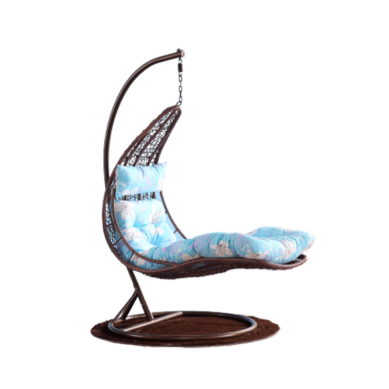 Outdoor Rattan Garden Swing Moon Chair Chaise Lounge Metal Patio Swings