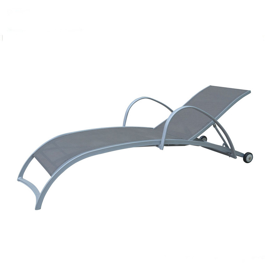 New Wholesale Mesh Sling Aluminum Beach Deck Chair Garden Sunbed Chaise Lounge Swimming Pool Outdoor Sun Lounger With Wheels