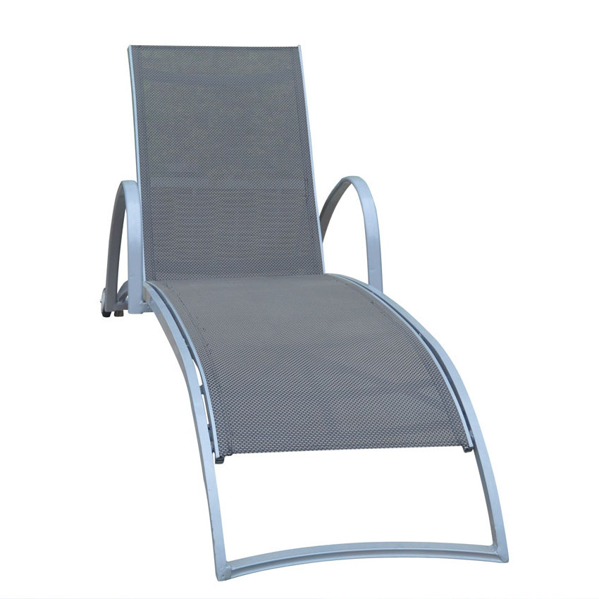 New Wholesale Mesh Sling Aluminum Beach Deck Chair Garden Sunbed Chaise Lounge Swimming Pool Outdoor Sun Lounger With Wheels