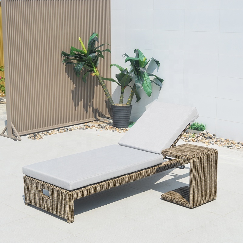 Modern Outside Chaise Lounge Chair Garden Outdoor Poolside Hotel Villa Furniture Wicker PE Rattan Sun Lounge