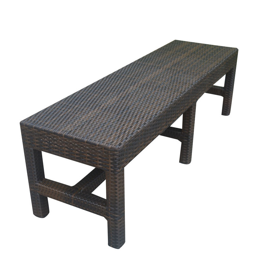 Modern Simple Outdoor Aluminum Long Bench Chair Black PE Rattan Weaving Bench Bed Stool Dining Room Living Room Bench Indoor