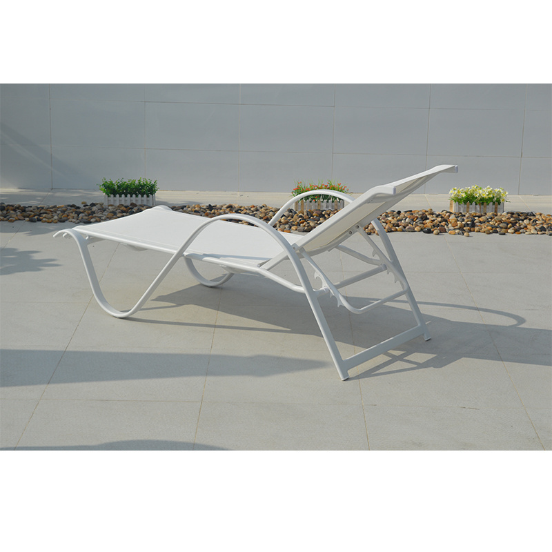 Hotel Outdoor Swinging Pool Sunlounger White Sling Chaise Lounge Chair For Beach