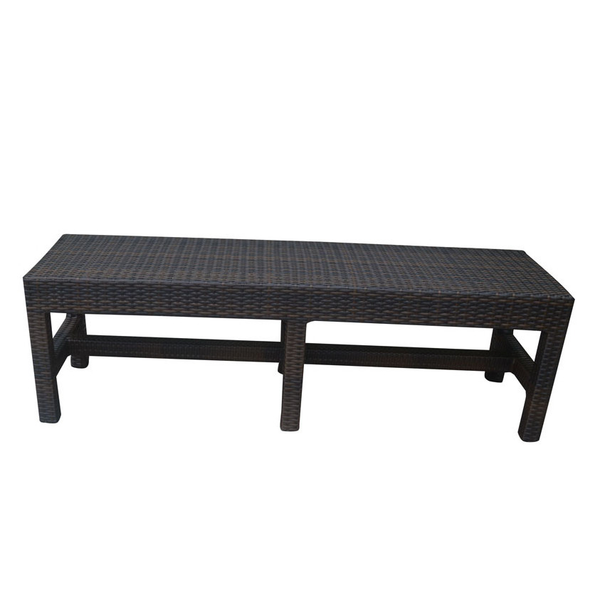 Modern Simple Outdoor Aluminum Long Bench Chair Black PE Rattan Weaving Bench Bed Stool Dining Room Living Room Bench Indoor