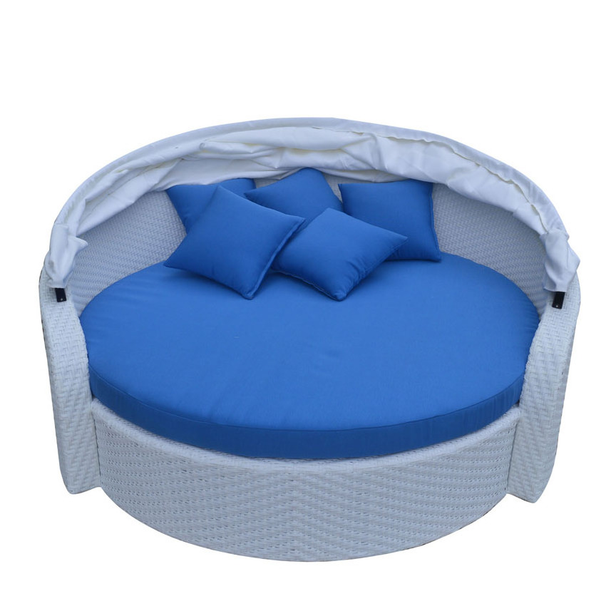 New Arrival Rattan Outdoor Daybed Outdoor Sunbed With Rattan Covered And Canopy Wicker Furniture