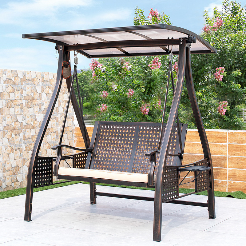 Courtyard Garden Metal Leisure Hanging Chair 2 Person Double Seat Rocking Swing Chair